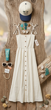 Load image into Gallery viewer, Seaside Linen Button Maxi Dress