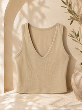 Load image into Gallery viewer, Ribbed V Crop Tank