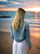 Load image into Gallery viewer, Draw String Cropped Denim Jacket