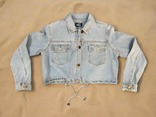 Load image into Gallery viewer, Draw String Cropped Denim Jacket
