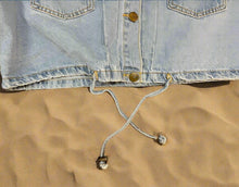 Load image into Gallery viewer, Draw String Cropped Denim Jacket