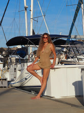 Load image into Gallery viewer, Crochet tan coverup