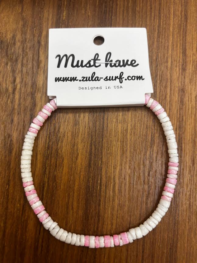 Pink & White Anklet