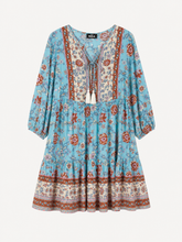 Load image into Gallery viewer, Coastal Bloom Tassel Mini Dress
