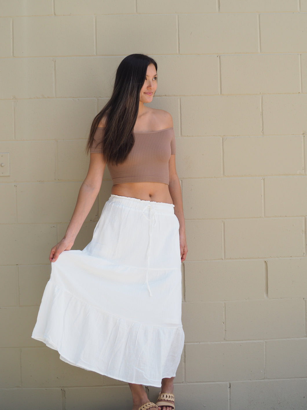 Solid Textured Stretch Short Sleeve Crop Top