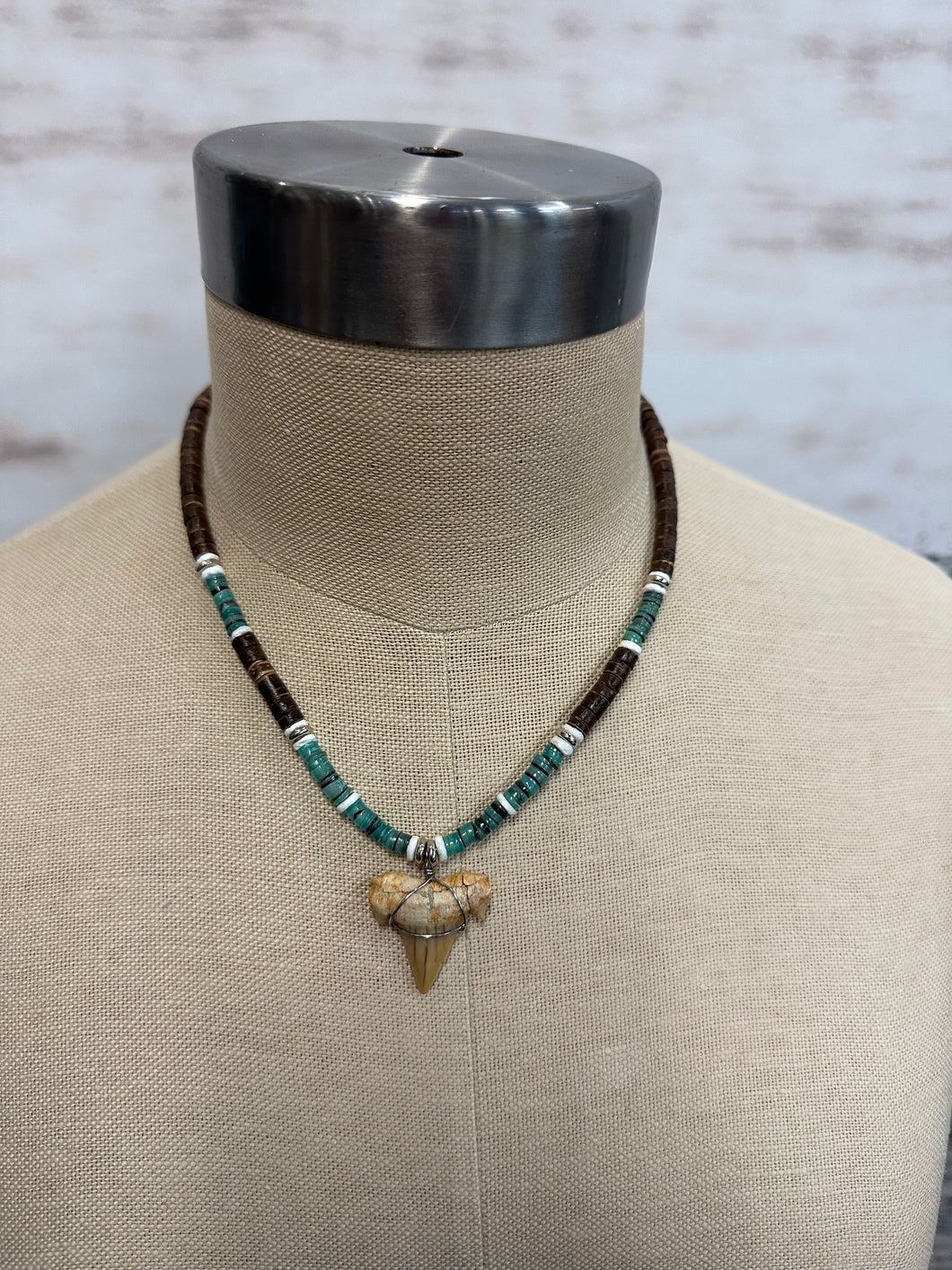 Turquoise Shell and Tooth Necklace